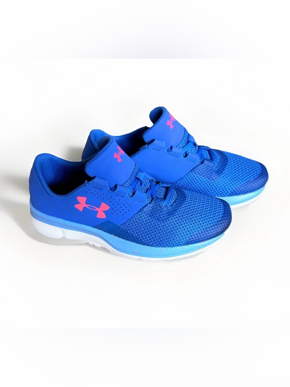 Under Armour Blue Pink Running Shoes Youth 5Y Women’s 6.5 Athletic Sneakers